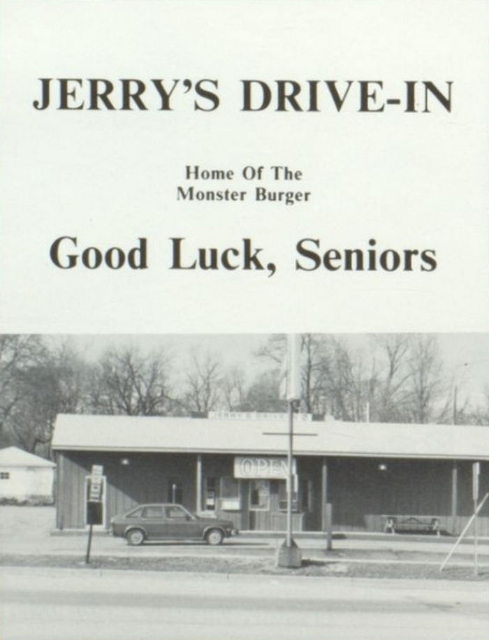 Jerrys Drive-In - Montcalm High School Yearbook Ad 1980S